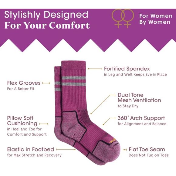 ToughCutie Women's Eve Light Weight Hiker Crew Socks Size L 10-13 - Picture 5 of 5